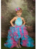 Halter Beaded Satin Organza High Low Flower Girl Dress